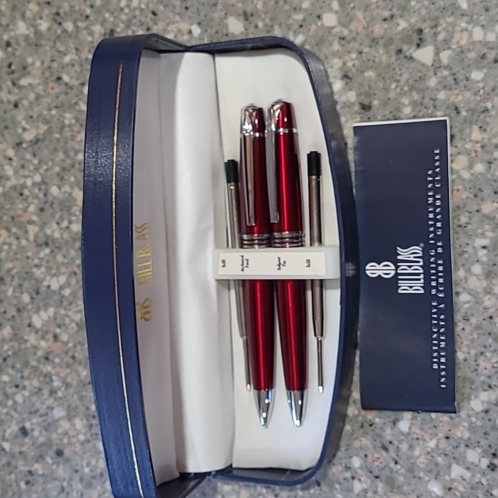 New Red Bill Blass Pen and Pencil Set with refills.  Vintage